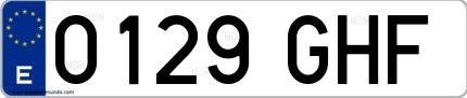 Ejemplo de matrícula española 0129 GHF