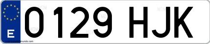 Ejemplo de matrícula española 0129 HJK