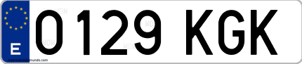 Ejemplo de matrícula de coche ordinaria 0129 KGK