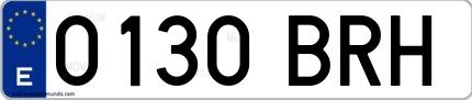 Ejemplo de matrícula de coche ordinaria 0130 BRH