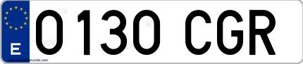 Ejemplo de matrícula española 0130 CGR