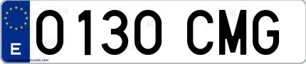 Ejemplo de matrícula española 0130 CMG