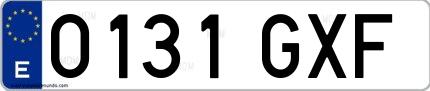 Ejemplo de matrícula española 0131 GXF