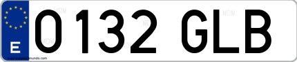 Ejemplo de matrícula española 0132 GLB