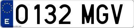 Ejemplo de matrícula española 0132 MGV