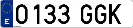 Ejemplo de matrícula española 0133 GGK