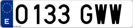 Ejemplo de matrícula de coche ordinaria 0133 GWW