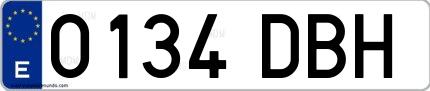 Ejemplo de matrícula española 0134 DBH