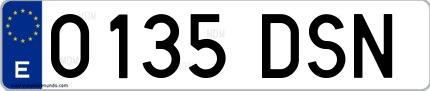 Ejemplo de matrícula española 0135 DSN
