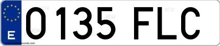 Ejemplo de matrícula española 0135 FLC