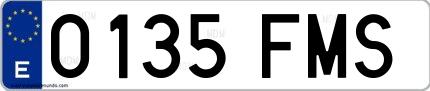 Ejemplo de matrícula española 0135 FMS