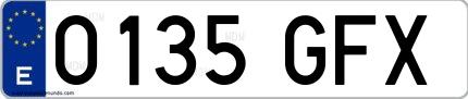 Ejemplo de matrícula española 0135 GFX