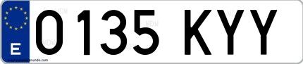 Ejemplo de matrícula española 0135 KYY