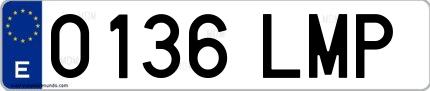 Ejemplo de matrícula española 0136 LMP