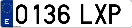 Ejemplo de matrícula de coche ordinaria 0136 LXP
