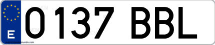Ejemplo de matrícula de coche ordinaria 0137 BBL