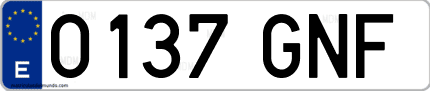 Ejemplo de matrícula de coche ordinaria 0137 GNF