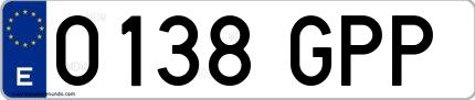 Ejemplo de matrícula española 0138 GPP