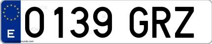 Ejemplo de matrícula española 0139 GRZ