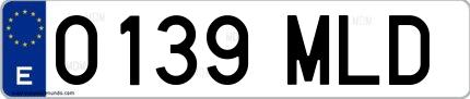 Ejemplo de matrícula de coche ordinaria 0139 MLD