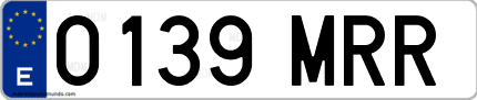 Ejemplo de matrícula de coche ordinaria 0139 MRR