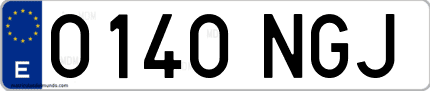 Ejemplo de matrícula de coche ordinaria 0140 NGJ