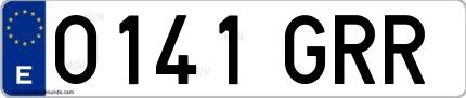 Ejemplo de matrícula española 0141 GRR