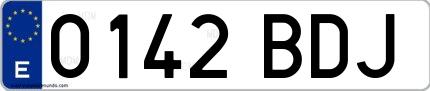 Ejemplo de matrícula española 0142 BDJ