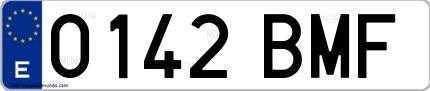 Ejemplo de matrícula española 0142 BMF