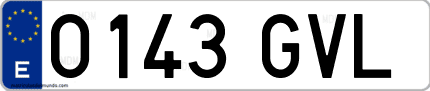 Ejemplo de matrícula de coche ordinaria 0143 GVL