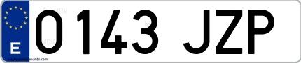 Ejemplo de matrícula española 0143 JZP