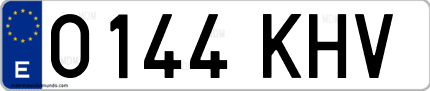 Ejemplo de matrícula de coche ordinaria 0144 KHV