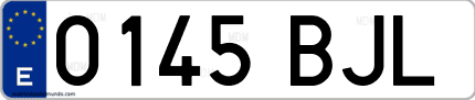 Ejemplo de matrícula de coche ordinaria 0145 BJL