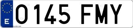 Ejemplo de matrícula española 0145 FMY