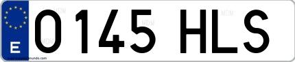 Ejemplo de matrícula española 0145 HLS