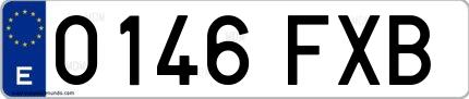 Ejemplo de matrícula española 0146 FXB