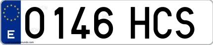 Ejemplo de matrícula española 0146 HCS