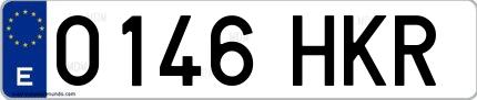 Ejemplo de matrícula española 0146 HKR
