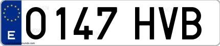 Ejemplo de matrícula española 0147 HVB