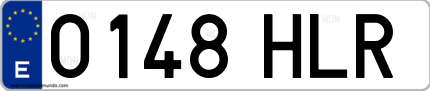 Ejemplo de matrícula de coche ordinaria 0148 HLR