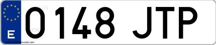 Ejemplo de matrícula española 0148 JTP