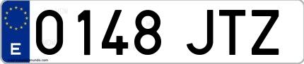 Ejemplo de matrícula española 0148 JTZ