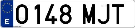 Ejemplo de matrícula española 0148 MJT