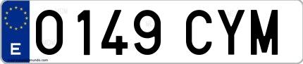 Ejemplo de matrícula española 0149 CYM