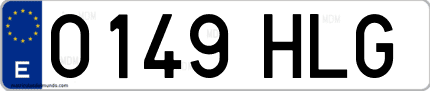 Ejemplo de matrícula de coche ordinaria 0149 HLG