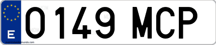 Ejemplo de matrícula de coche ordinaria 0149 MCP