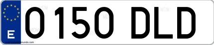 Ejemplo de matrícula española 0150 DLD