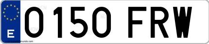 Ejemplo de matrícula española 0150 FRW