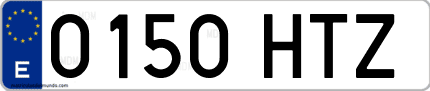 Ejemplo de matrícula de coche ordinaria 0150 HTZ