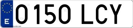 Ejemplo de matrícula española 0150 LCY